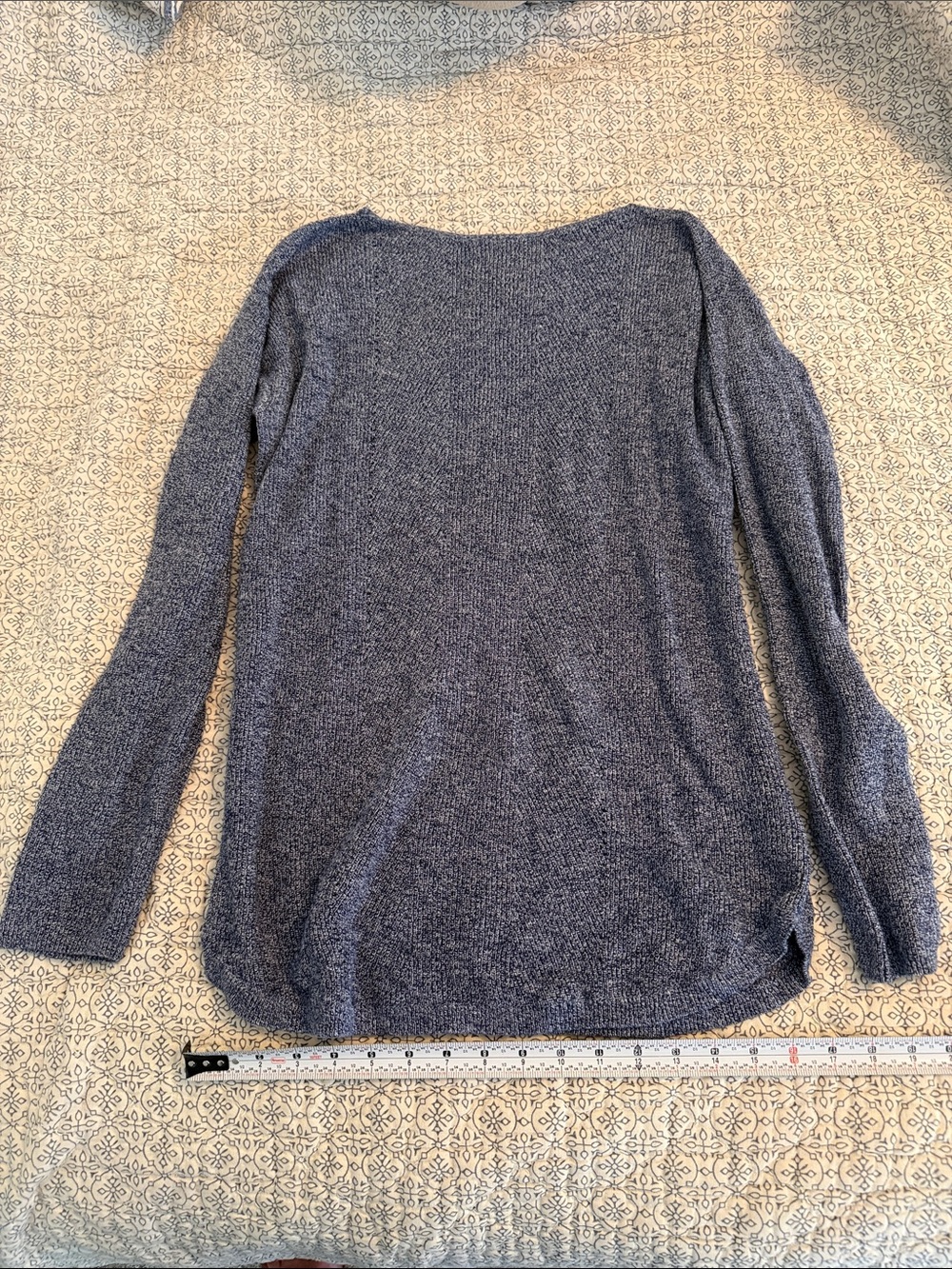 Talbots Blue and White Marled Knit Crewneck Sweater